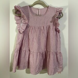 PrettyLittleThing Pink and White Striped Kids Dress